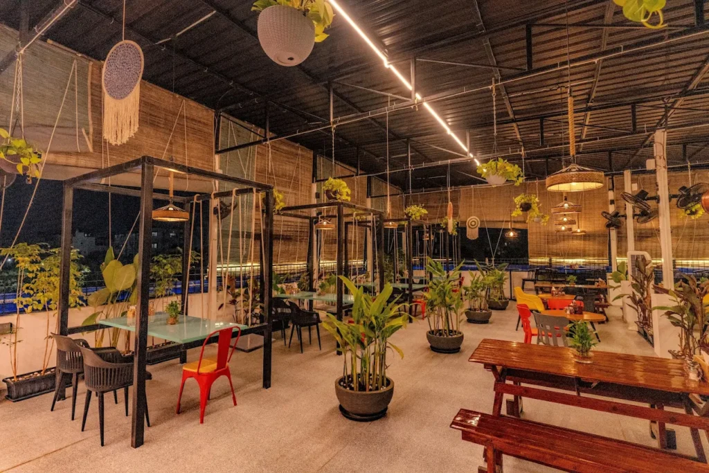 Cozy cafe experience Hyderabad with warm lighting and comfortable seating